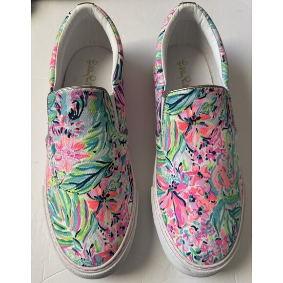 Lilly Pulitzer Multicolor Slip On Canvas Sneakers Sz 9M - Picture 1 of 5
